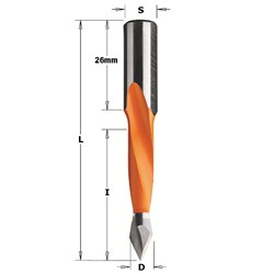 CMT TCT 2 Flute Dowel Drills for Through Holes - RH - 6.35mm diameter - 70mm length