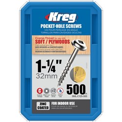 Kreg Pocket Screws 1-1/4" Coarse Thread - 500pc