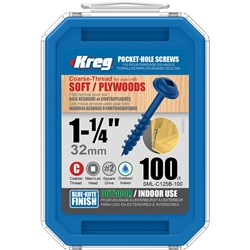 Kreg Pocket Screws 1-1/4" Coarse Thread Blue Kote - 100pc