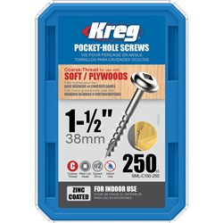 Kreg Pocket Screws 1-1/2" Coarse Thread - 250pc