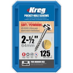 Kreg Pocket Screws 2-1/2" Coarse Thread - 125pc