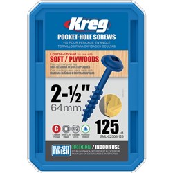 Kreg Pocket Screws 2-1/2" Coarse Thread Blue Kote - 125pc