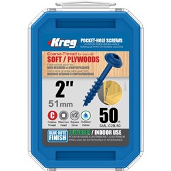 Kreg Pocket Screws 2" Coarse Blue Kote - 50pc