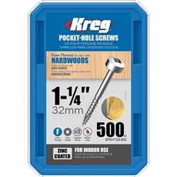 Kreg Pocket Screws 1-1/4" Fine Thread Pan Head 6g - 500pc