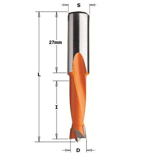 CMT TCT 2 Flute Dowel Drill Bit - RH - 10mm diameter 57.5mm length