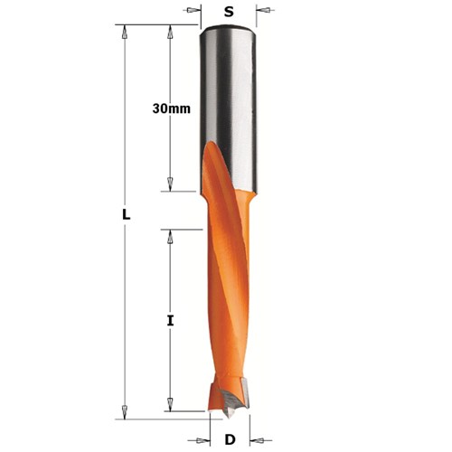 CMT TCT 2 Flute Dowel Drill Bit - RH - 12.7mm diameter 70mm length