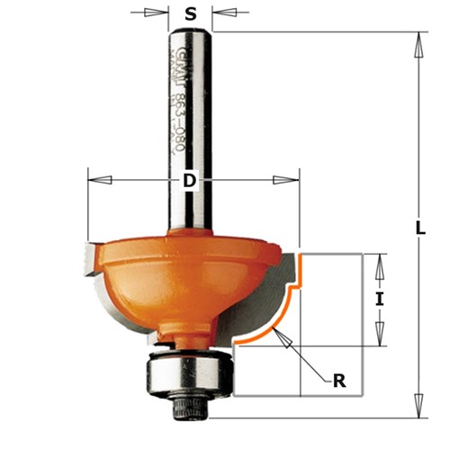 CMT Cavetto Edge Moulding Bit 4.8mm Radius 1/2