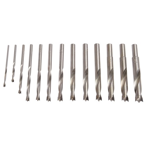 13 Piece Brad Point Drill Bit Set - Tungsten Tipped